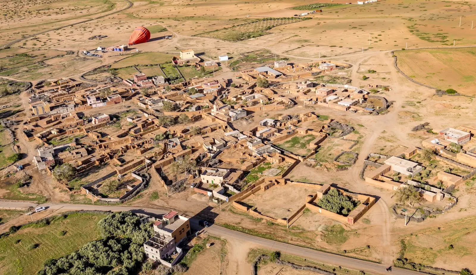 Morrocan village seen from a hot air balloon