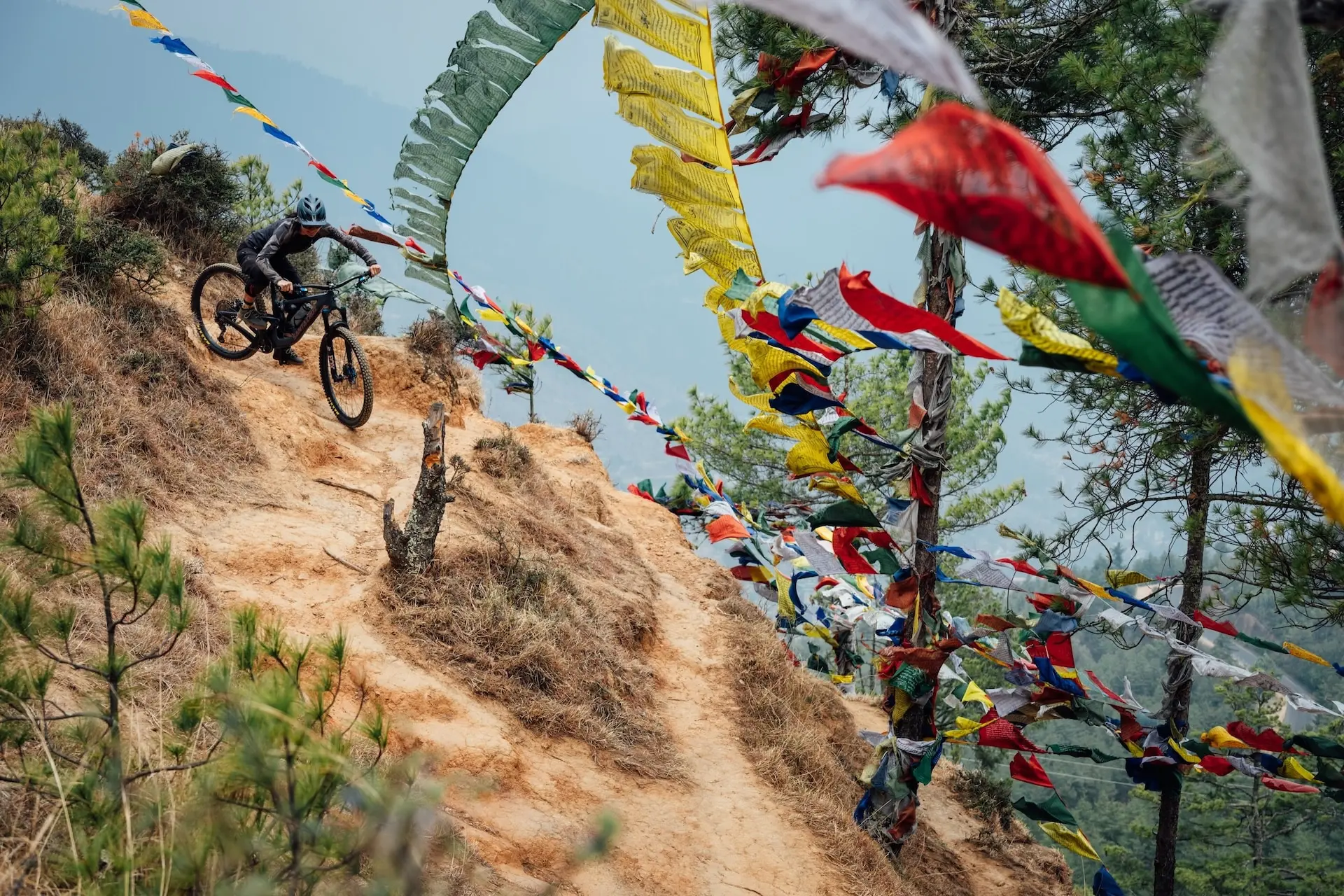 Female mountain biker. mountain bike tour Bhutan