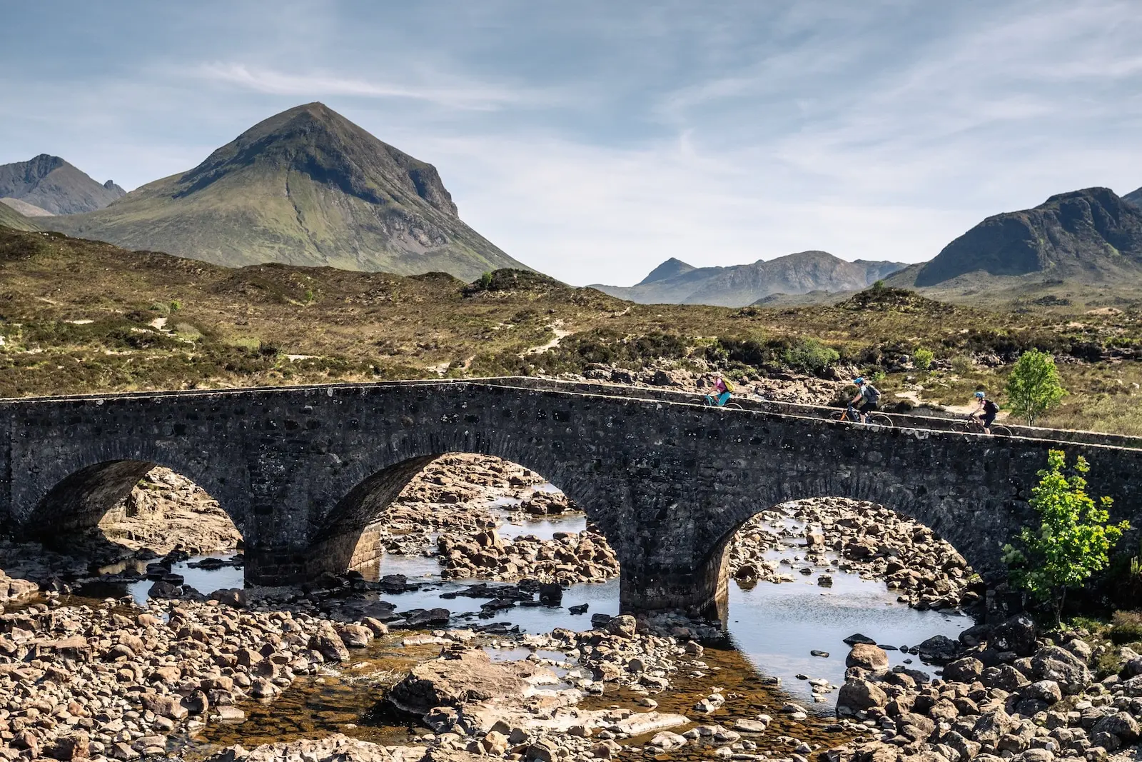 Mountain bikers on Skye, Sligachan