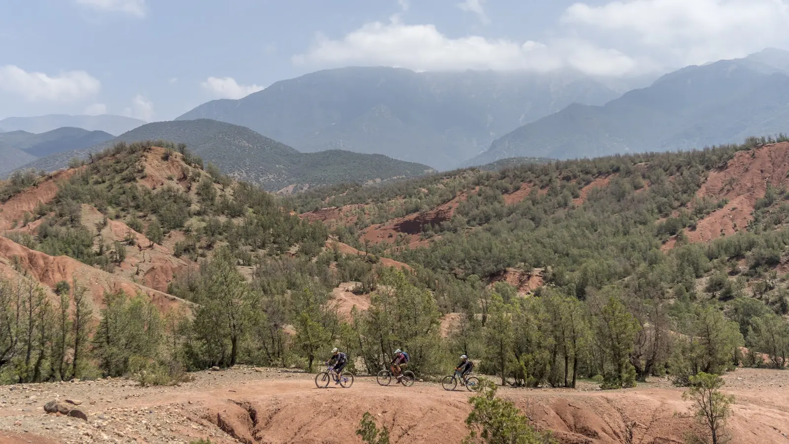 Mountain bikers in the Atlas mountains of Morocco