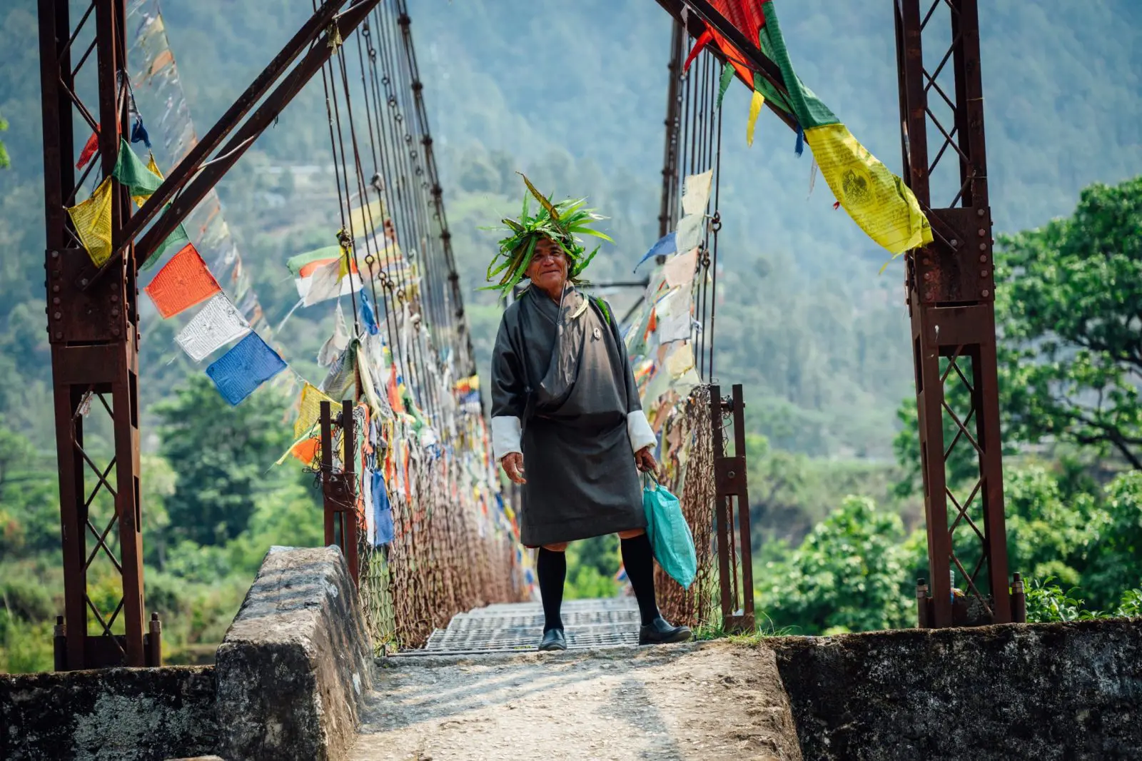 Local Bhutanese man with his shopping