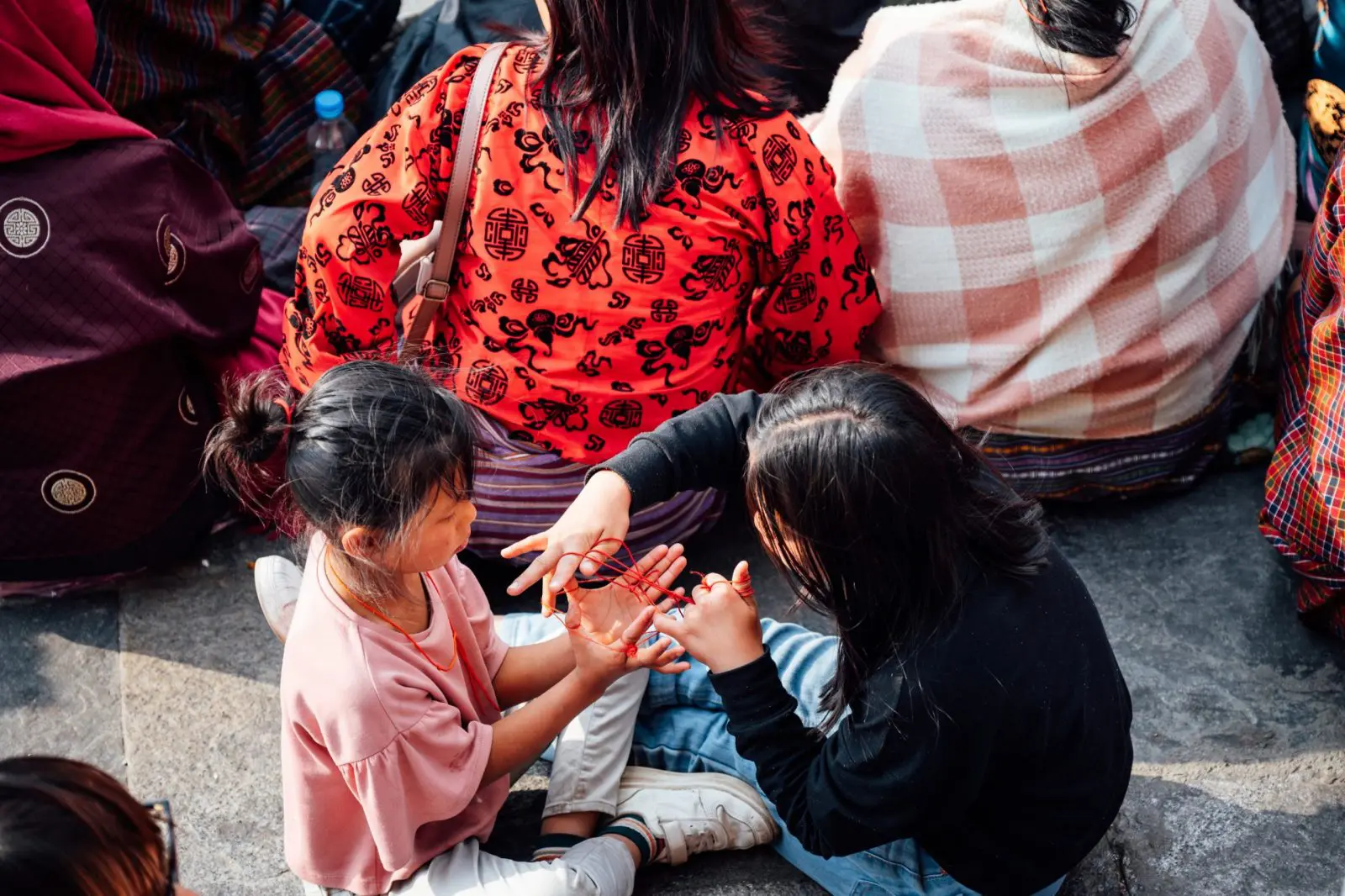 Children playing a simple traditional game