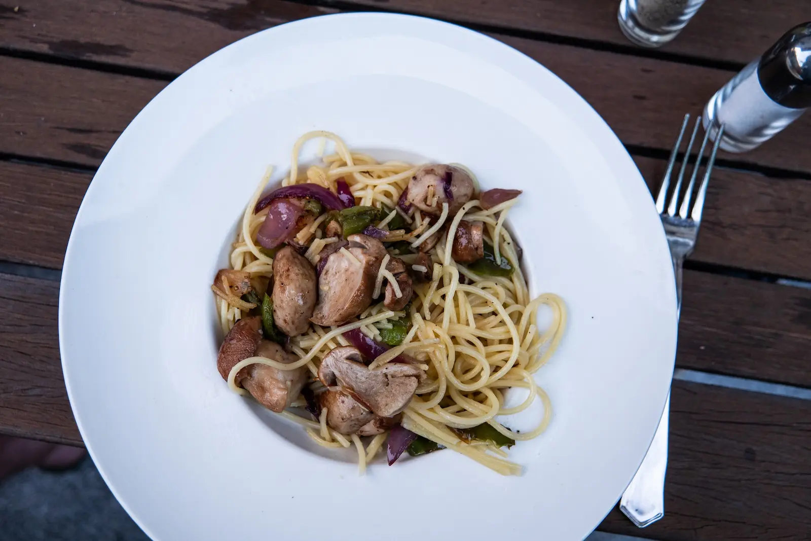 Spaghetti with local pork in the Pyrenees