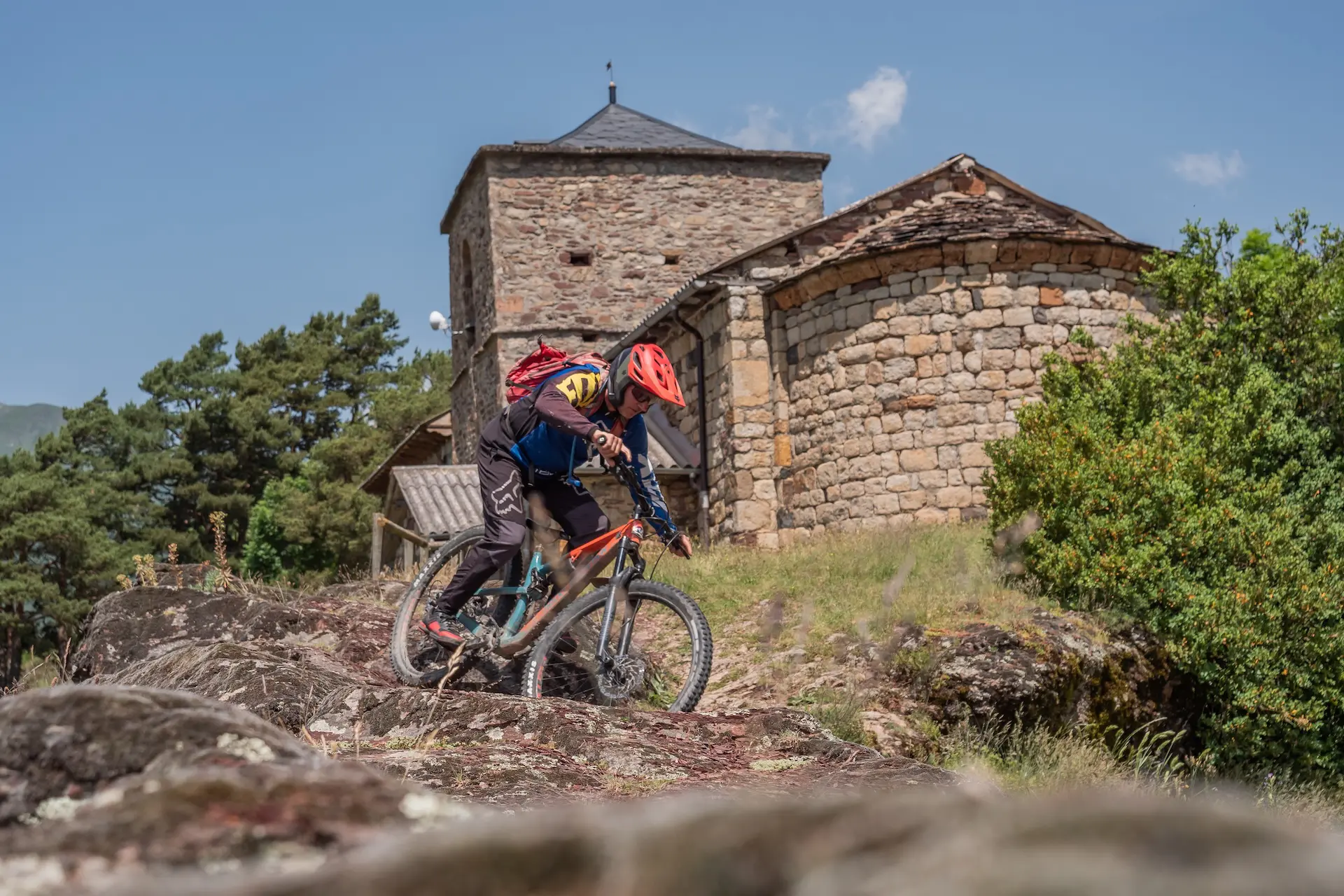 Mountain biker in the Pyrenees of Spain