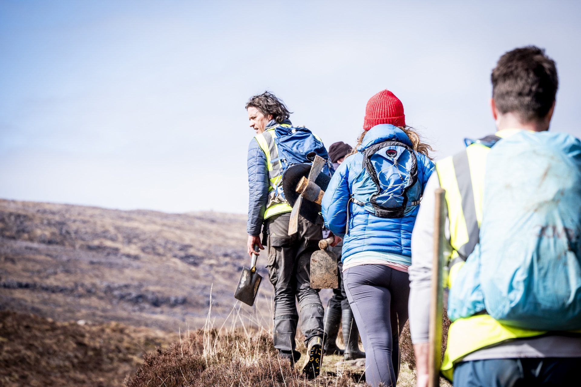 Trail building crew in Scotland
